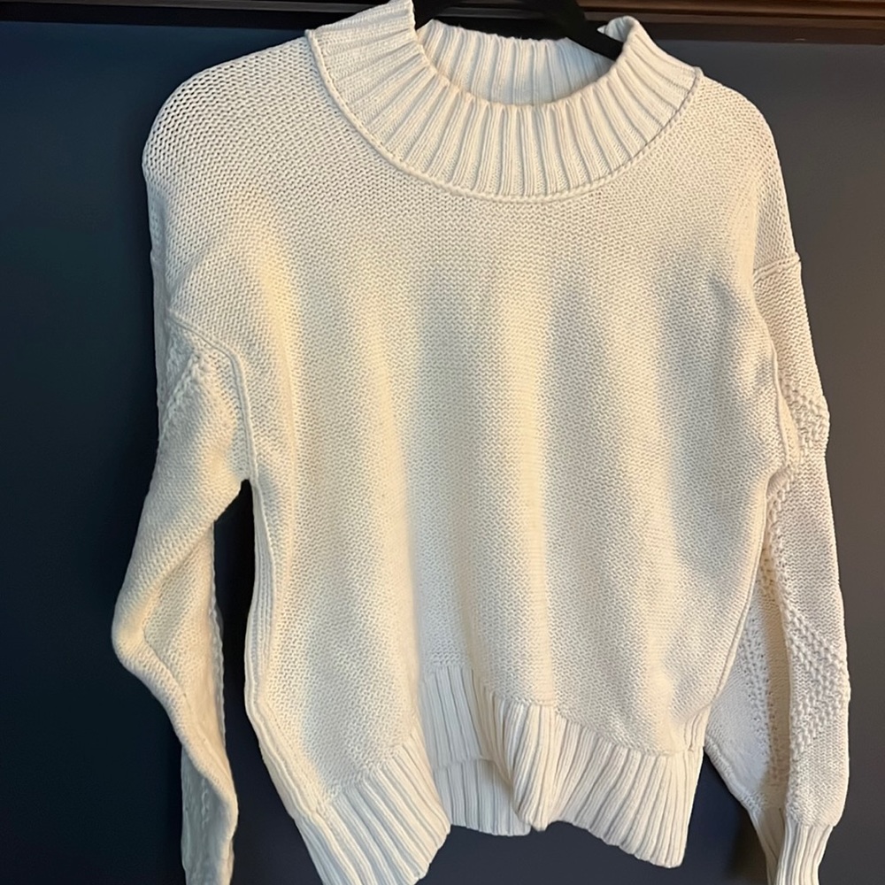 Cotton cream mock neck sweater from Everlane, size small